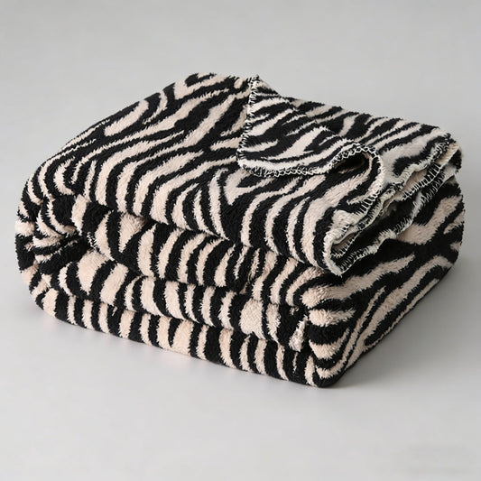 Modern Chic: Zebra Motif Plush Lifestyle Throw