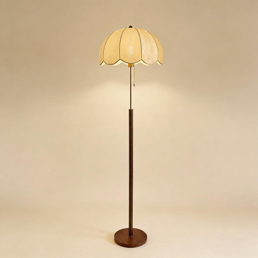 Mid-Century Fabric Floral Floor Lamp