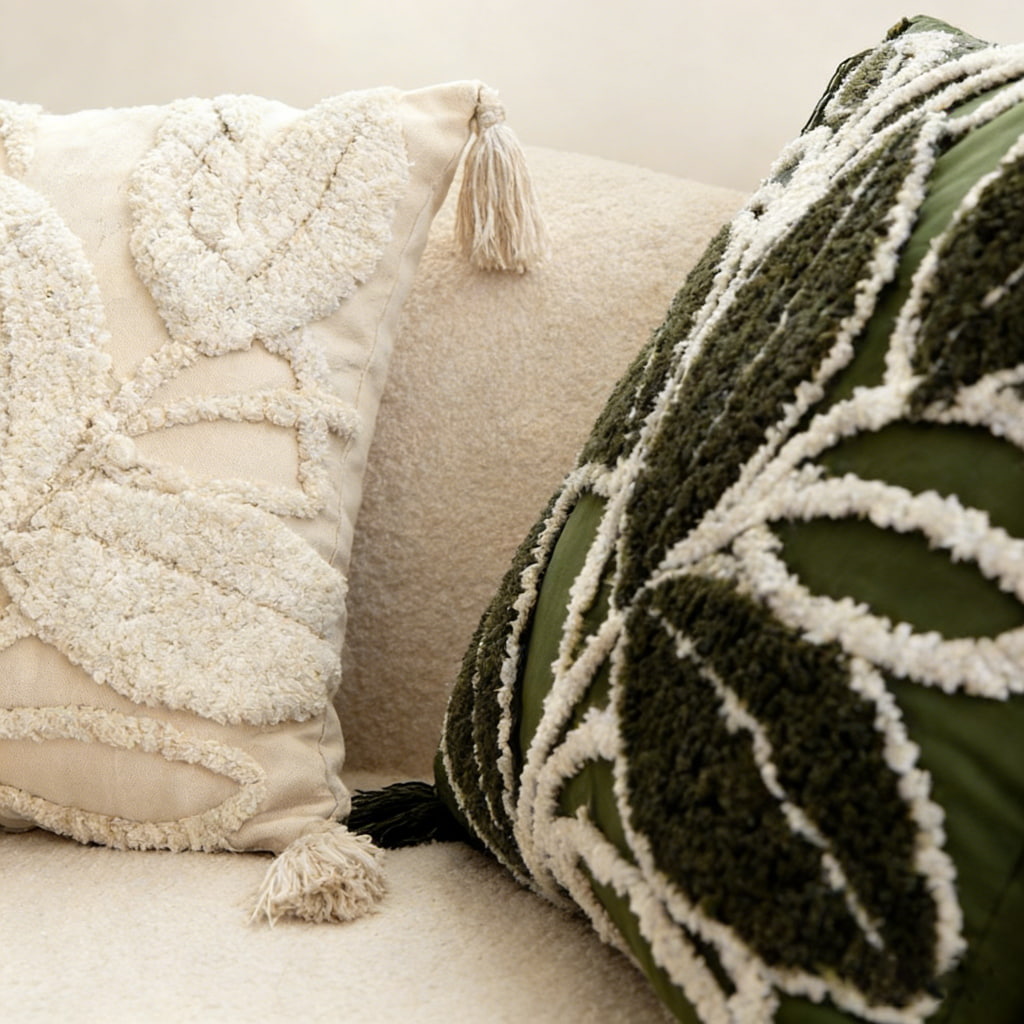 Elegant Tufted Botanical Throw Pillow