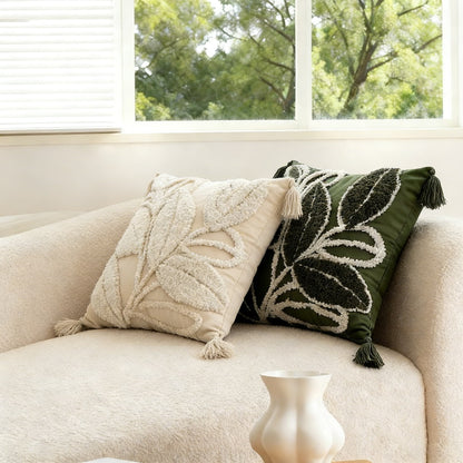 Elegant Tufted Botanical Throw Pillow