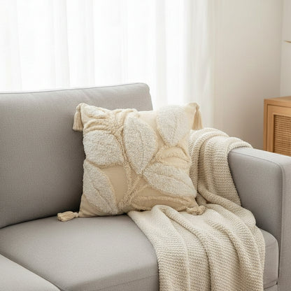 Elegant Tufted Botanical Throw Pillow