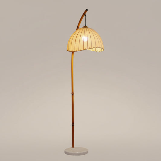 Retro Bamboo-Art Arc Floor Lamp