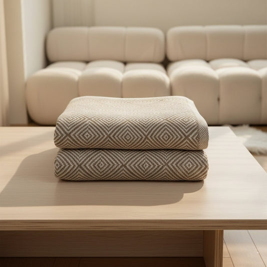 Geometric Rhombus Knit Throw